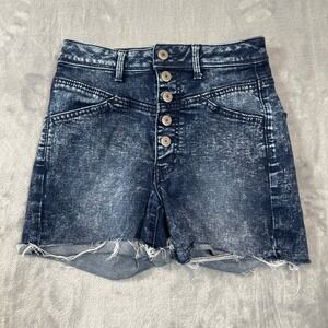American Eagle Womens Shorts Size 0 Stretch High Rise Acid Wash Button Fly‎
